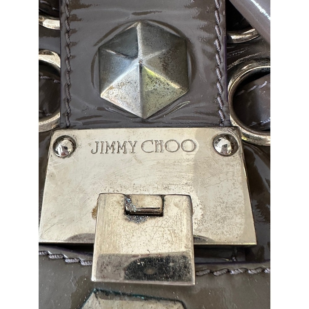 Jimmy Choo Ramona Shoulder Bag Taupe/Brown Patent Leather Made in Italy - Picture 5 of 15